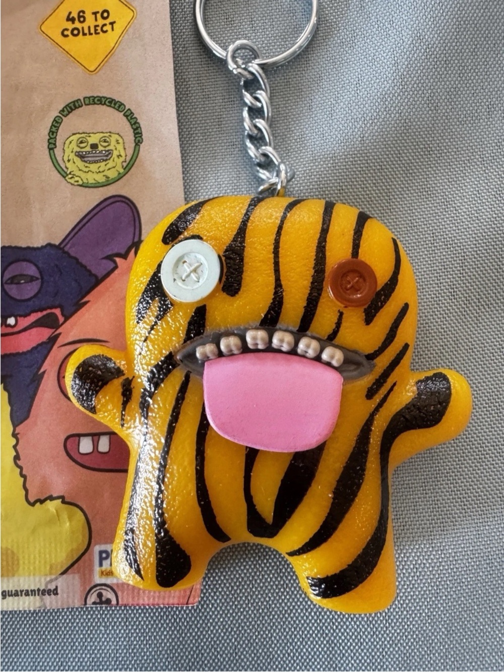 New Fuggler Bag Clip Keychain Series 2 Oogah Boogah Tiger Striped Black/Orange